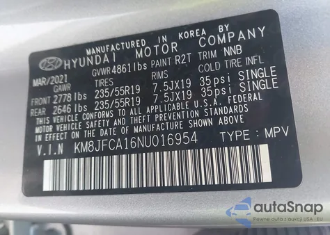 2022 Hyundai Tucson Sel Convenience from USA, damaged, VIN KM8JFCA16NU016954